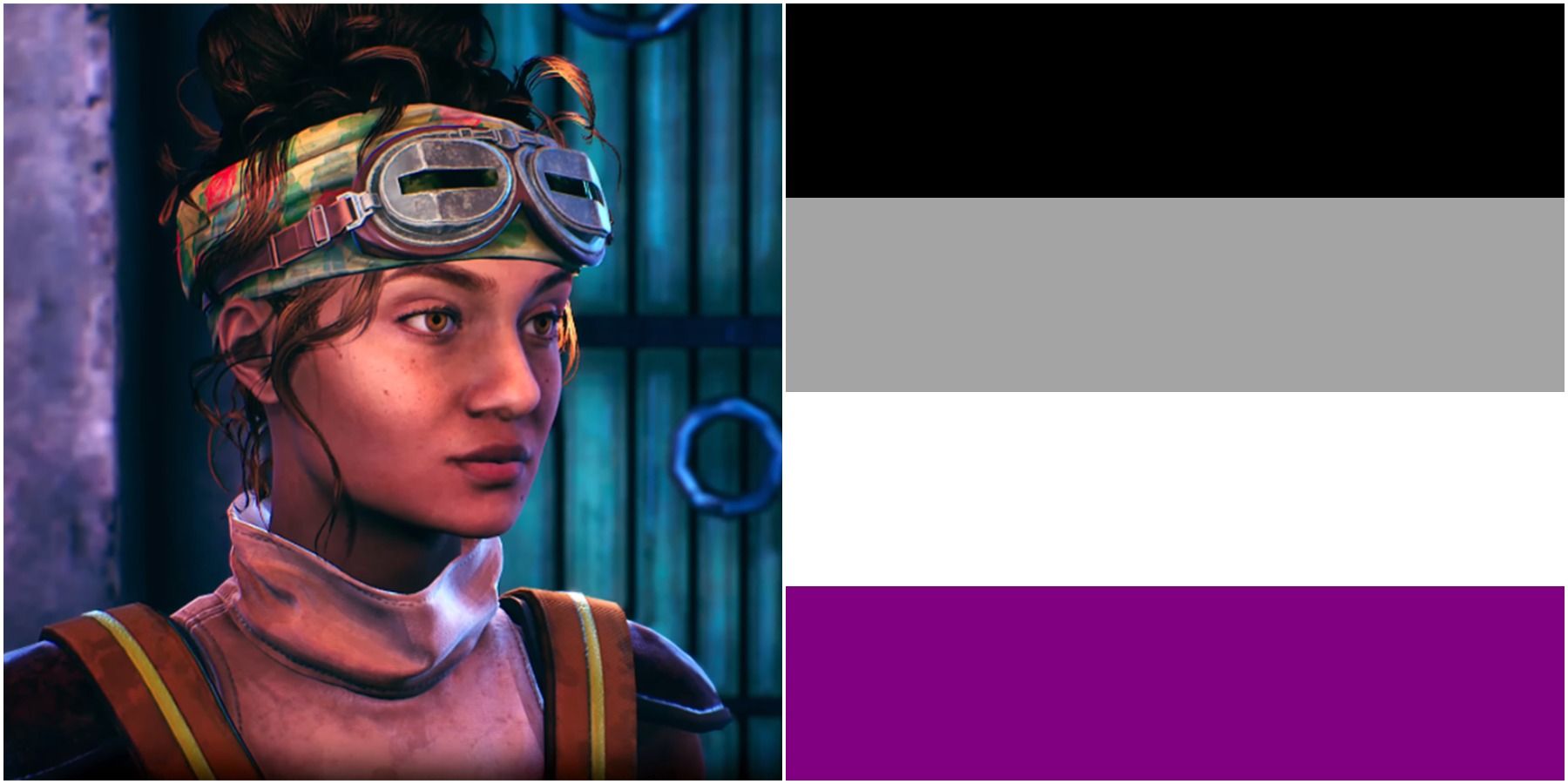 Parvati split image with asexual flag. 