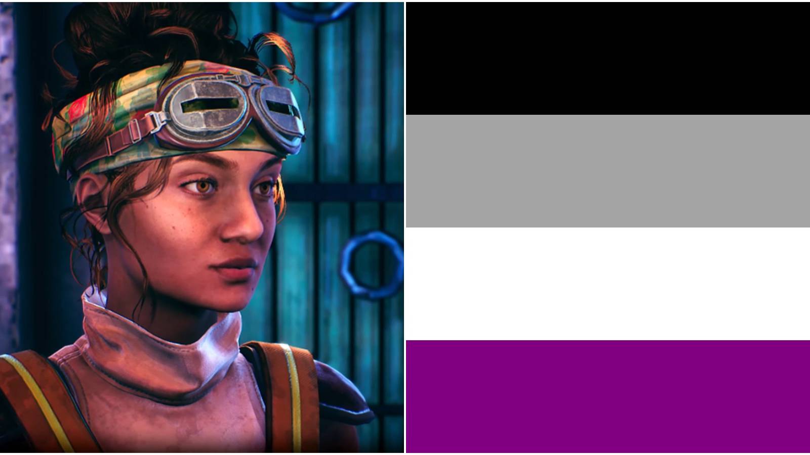 Parvati split image with asexual flag. 