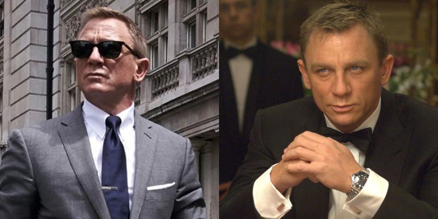 Daniel Craig James Bond films feature split image No Time to Die and Casino Royale