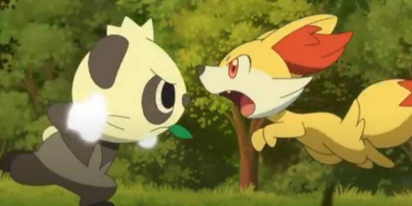pokemon anime pancham battling fennekin