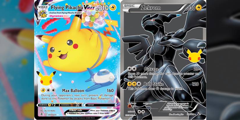 pokemon tcg celebrations expansion flying pikachu vmax and zekrom