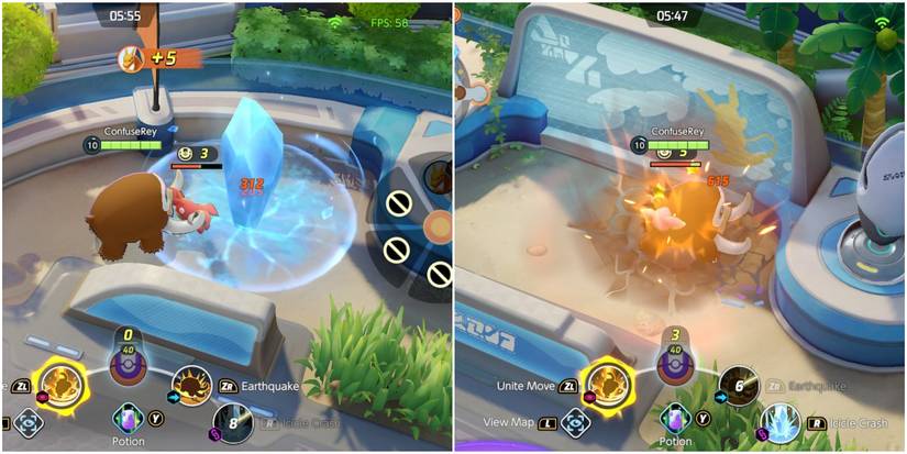 pokemon unite mamoswine using icicle crash and earthquake