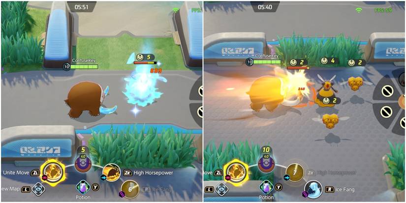 pokemon unite mamoswine using icy fang and high horsepower