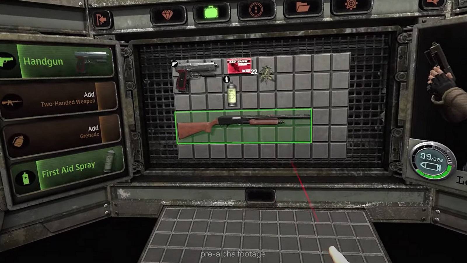 Screenshot from Resident Evil 4 VR showing the inventory.