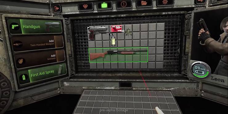 Скриншот из Resident Evil 4 VR, показывающий инвентарь.