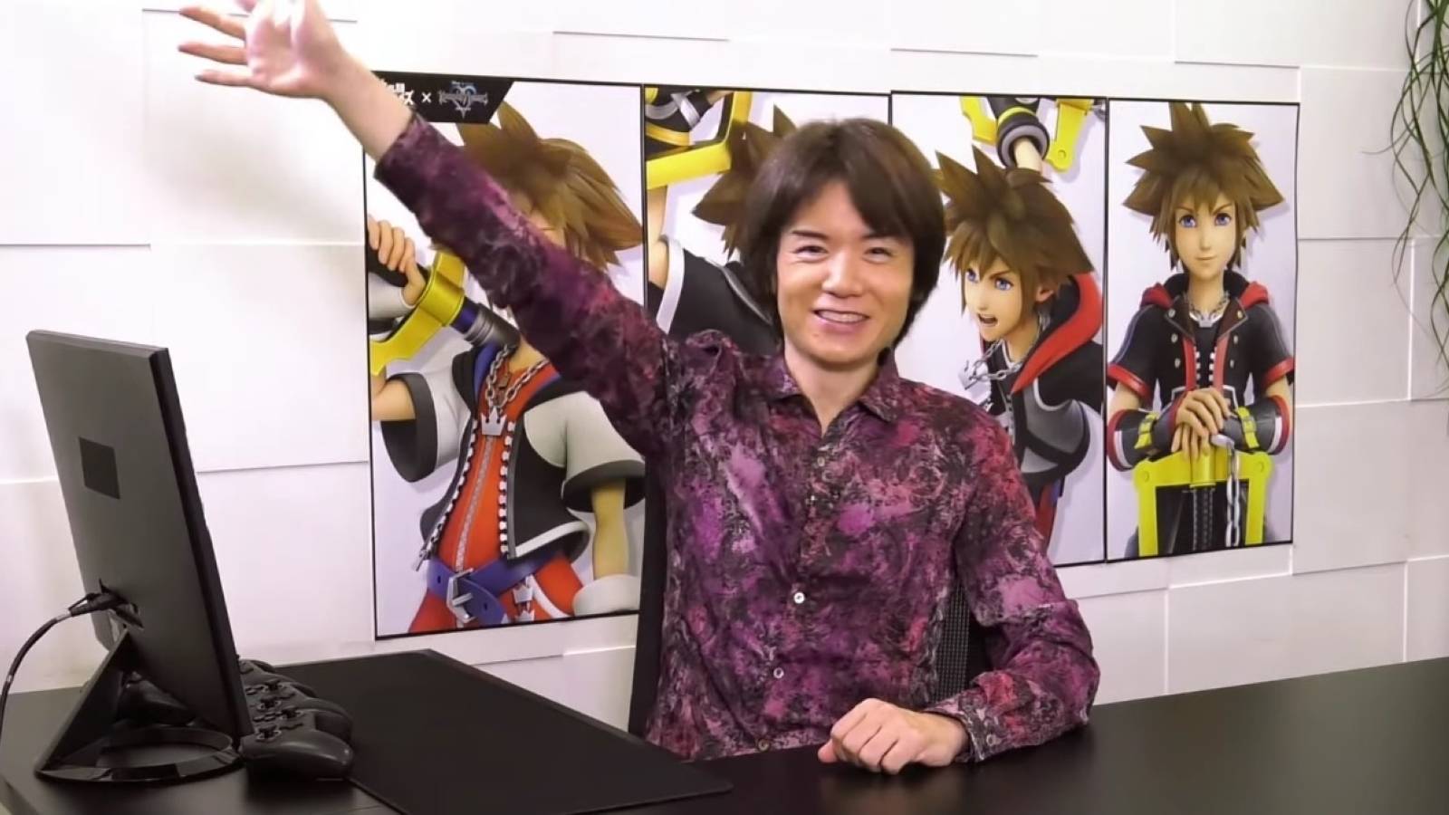 sakurai waving goodbye super smash bros ultimate