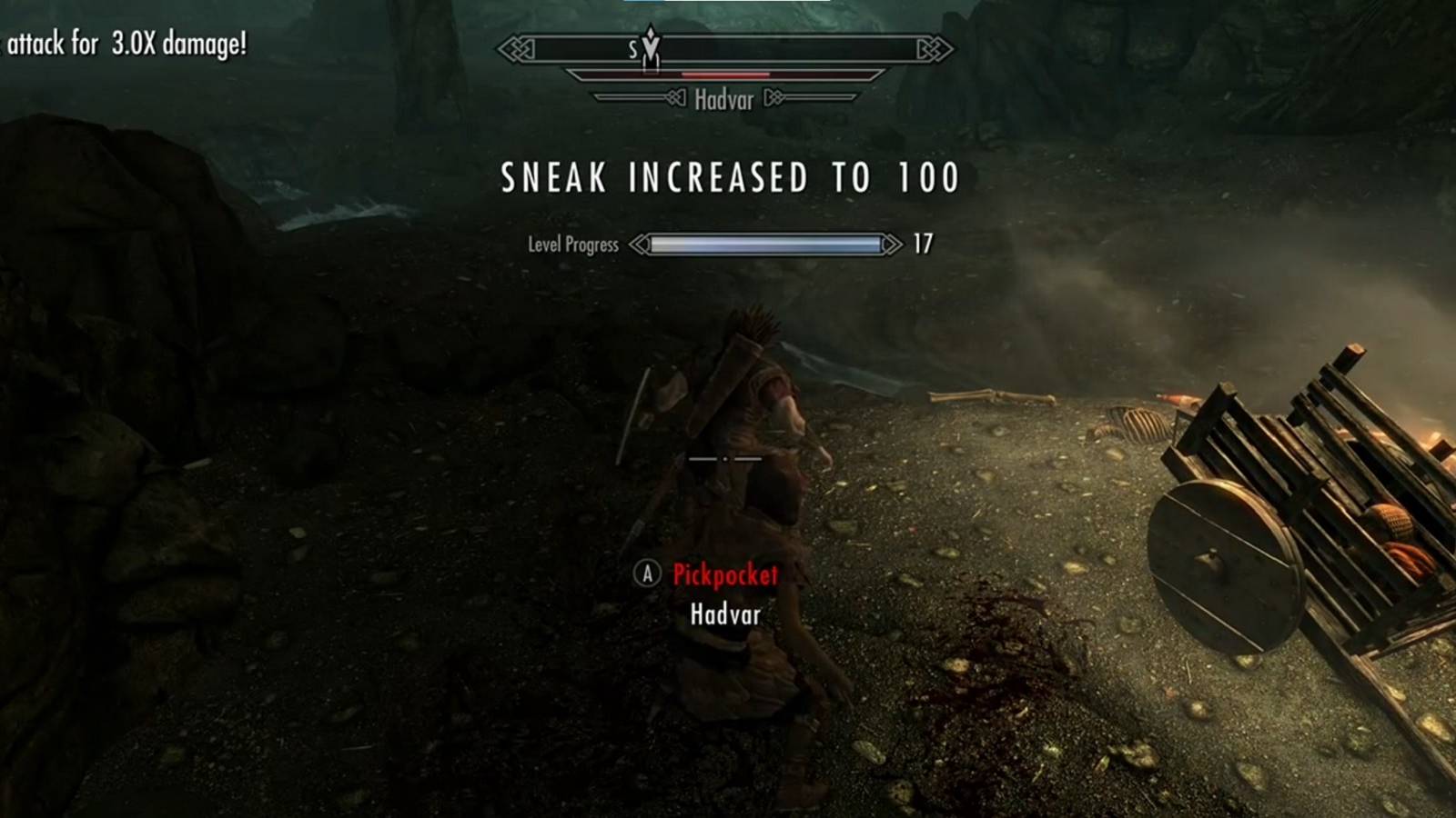 The Dragonborn reaching Sneak 100 in Skyrim