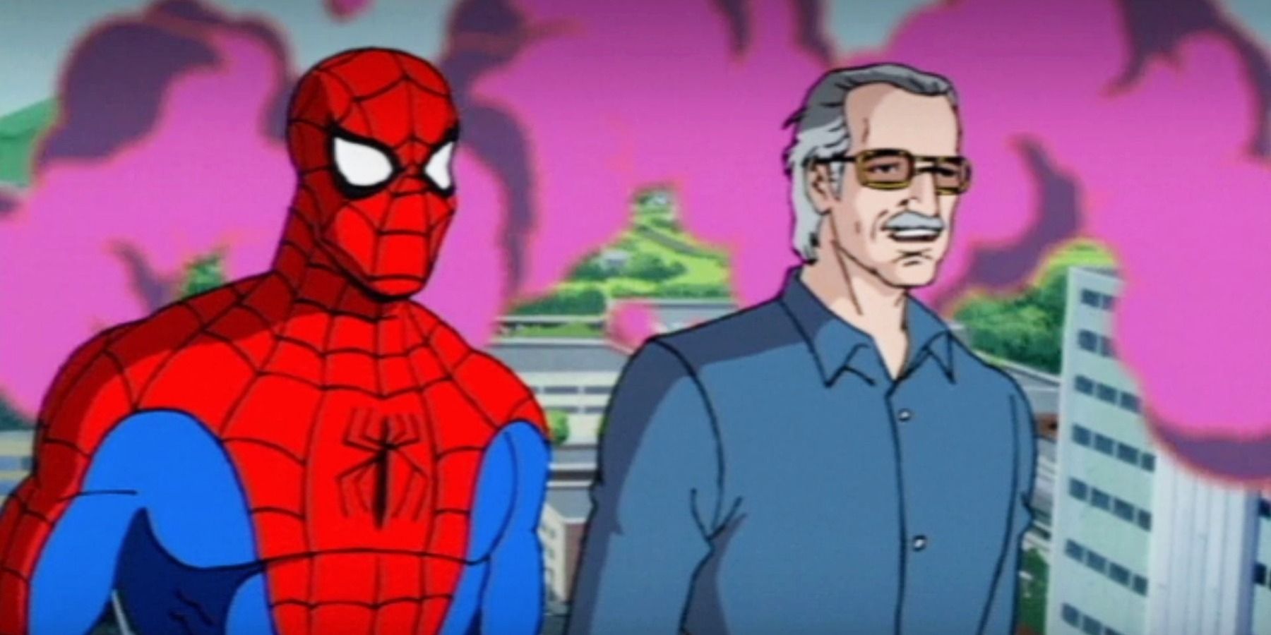 animated Spider-Man and Stan Lee