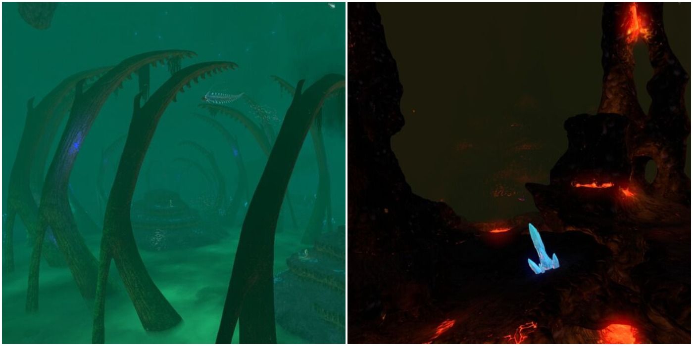 subnautica inactive lava zone and lost river biomes