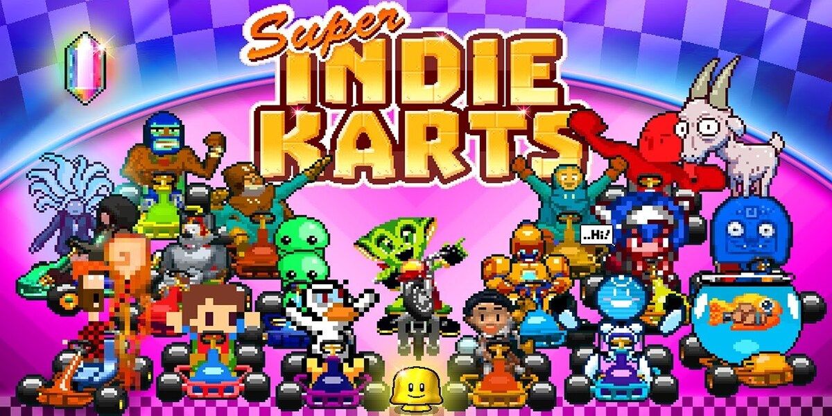 Super Indie Karts key art with numerous characters