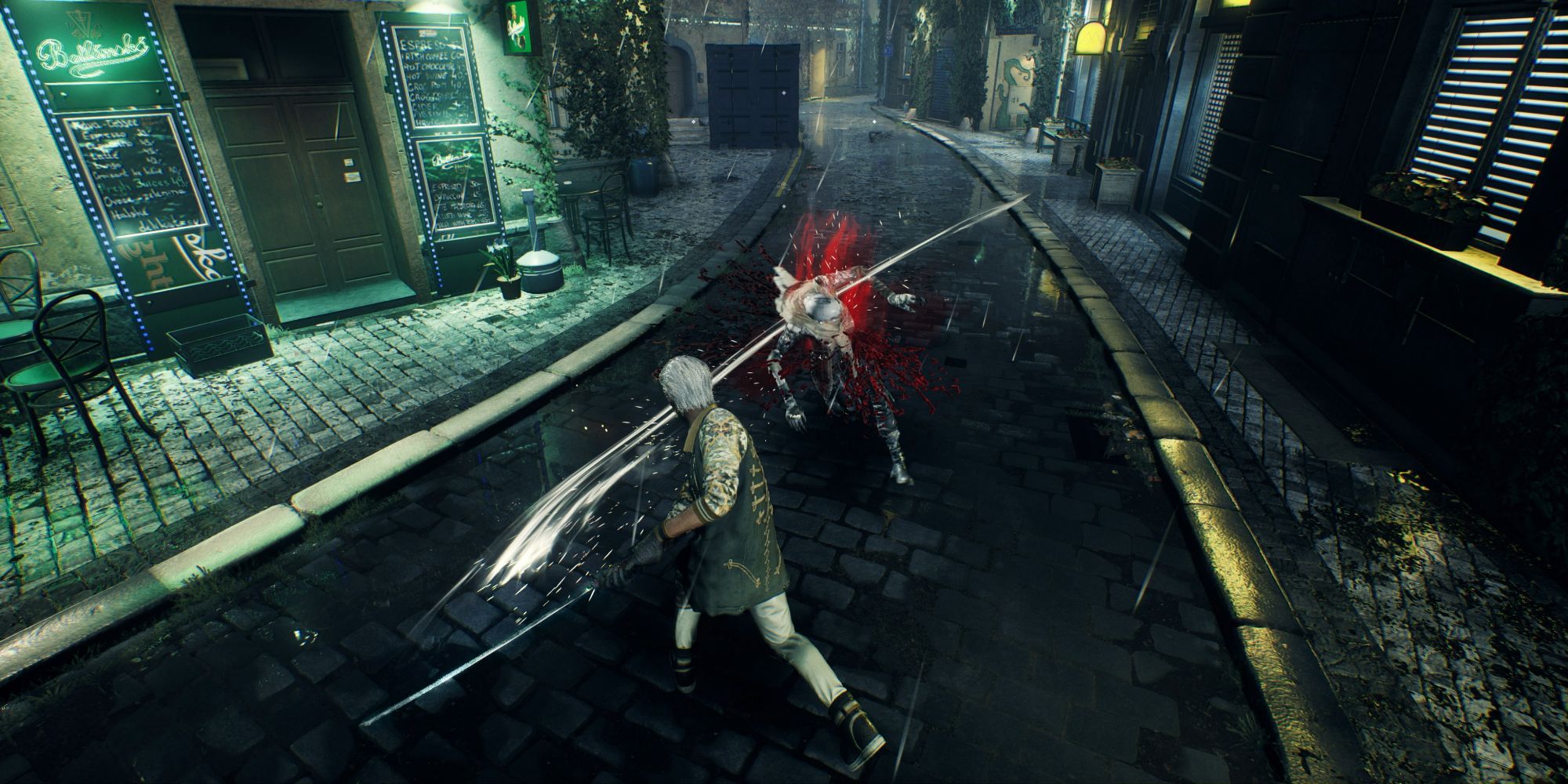 One Kindred slashes another with their sword in Vampire: The Masquerade - Bloodhunt
