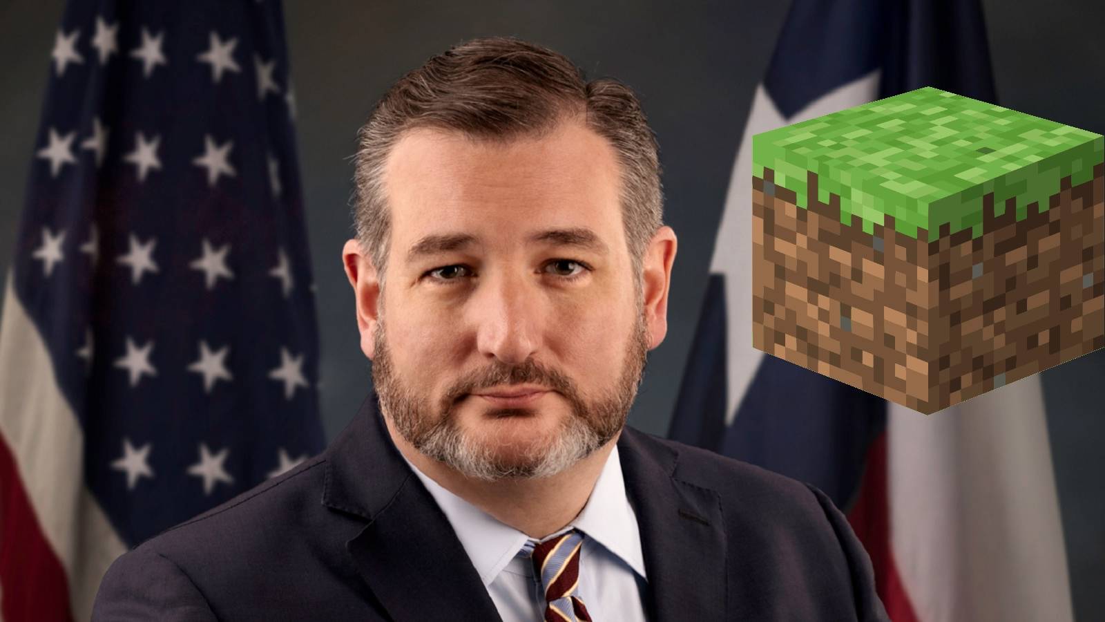 ted cruz with minecraft block
