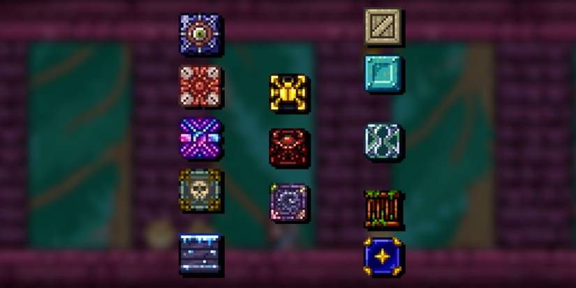 terraria all hardmode crates on dungeon biome background