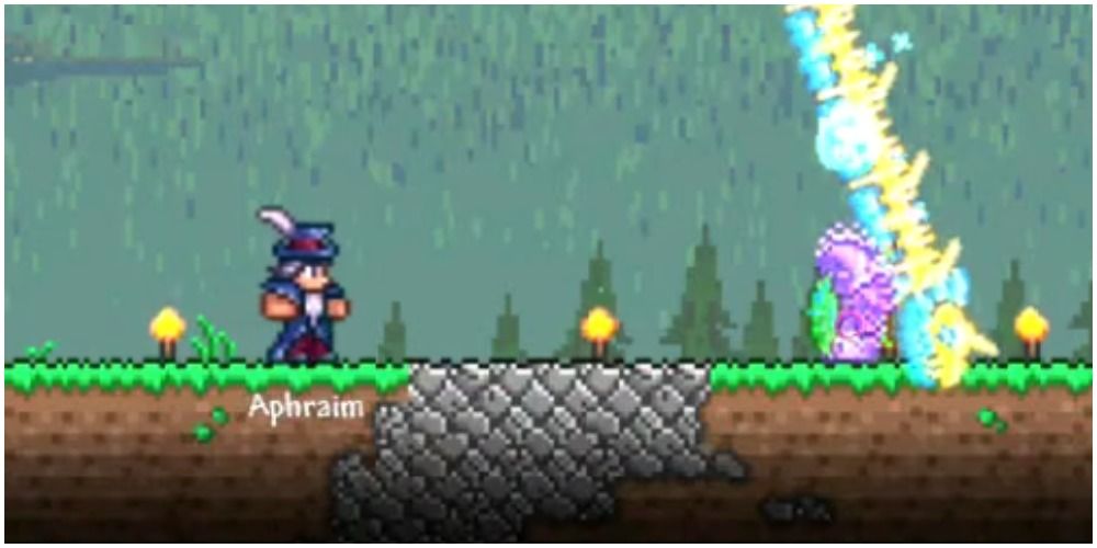 terraria player and named traveling merchant