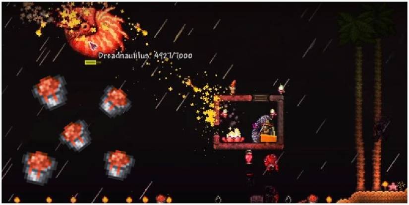 terraria player getting chum buckets from defeated dreadnautilus 2