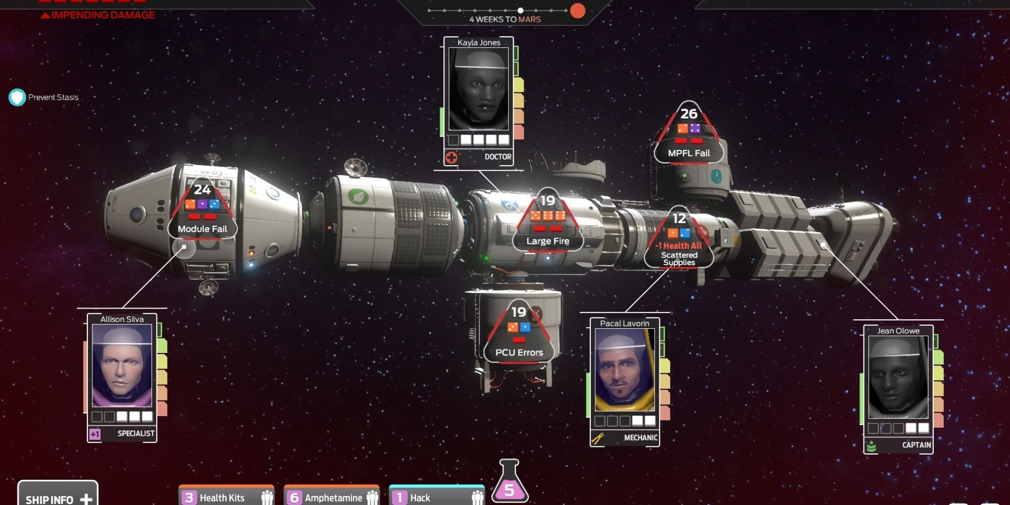 Screenshot of crew deployment screen from the game Tharsis.