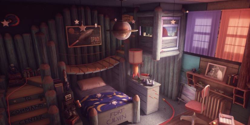 Calvin's space-themed room. 