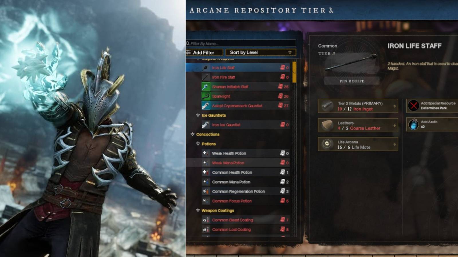 title image crafting skills new world split image frost guantlet Arcane crafting