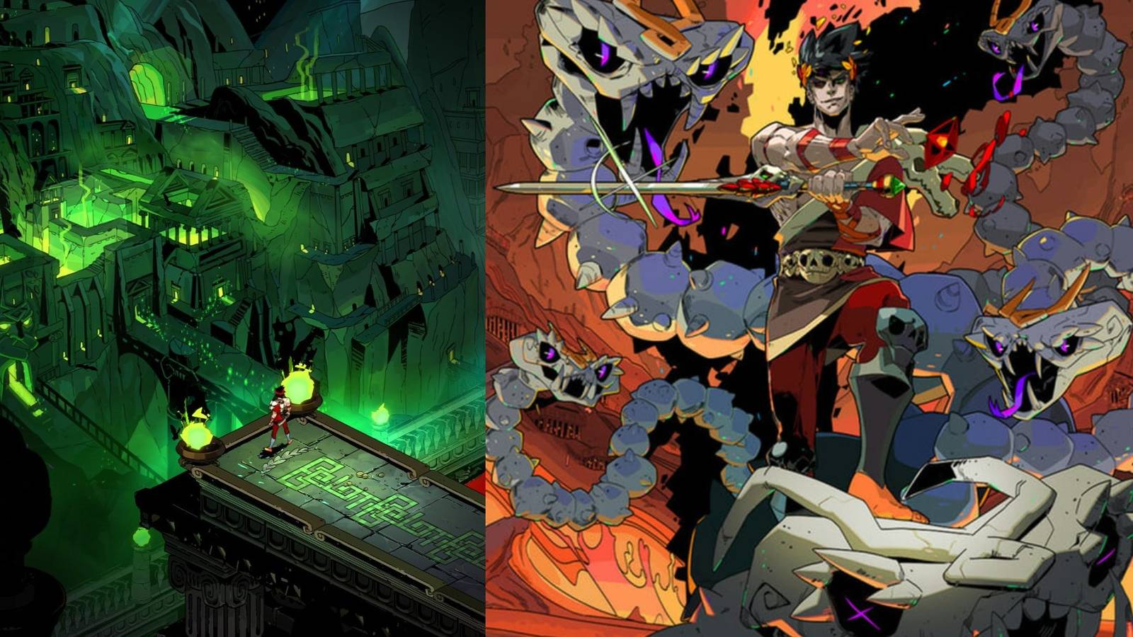 hades split image view of Taratrus Zagreus and the hydra