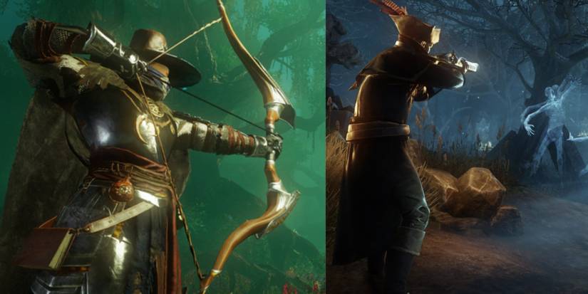 title image ranged weapons new world split image musket and bow 