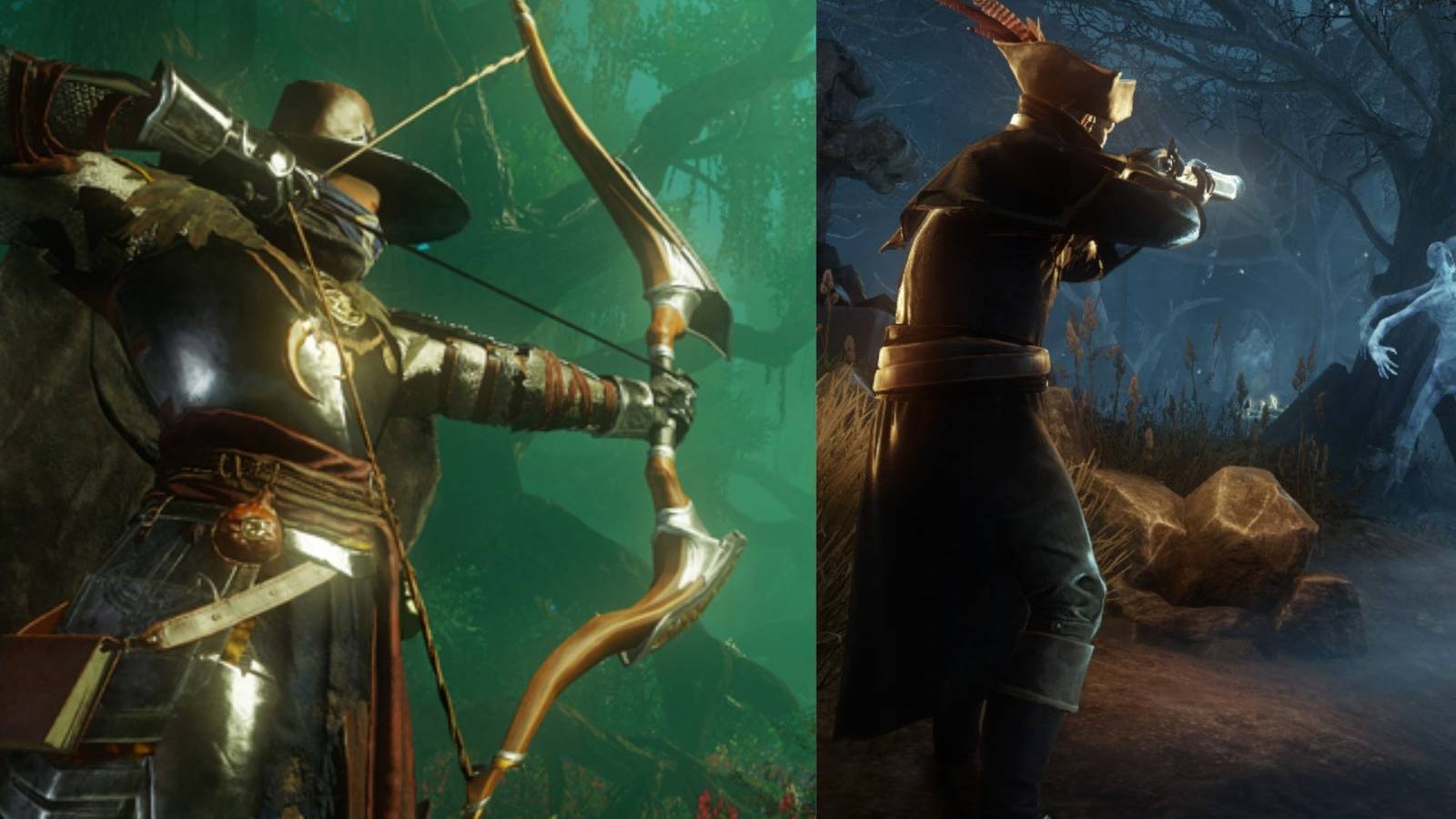 title image ranged weapons new world split image musket and bow 