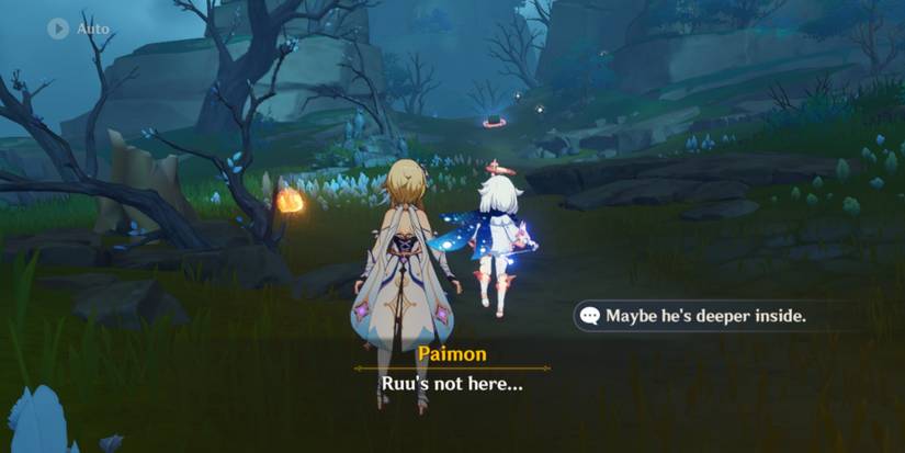 traveler and paimon searching for Ryuu