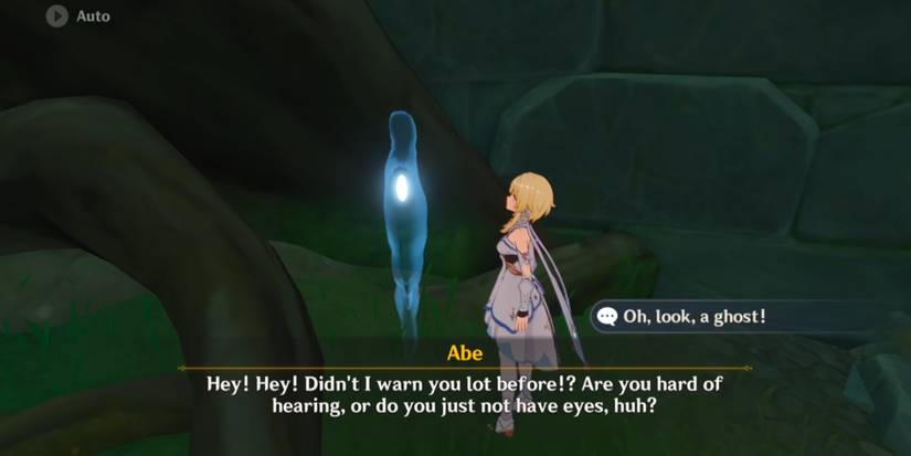 traveler speaking with Abe again