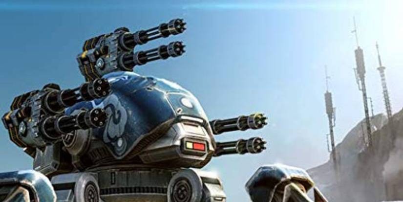 A screenshot of a blue bot in the gacha game War Robots.