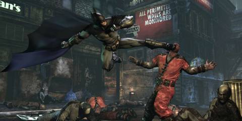 Batman fighting enemies in Batman: Arkham City