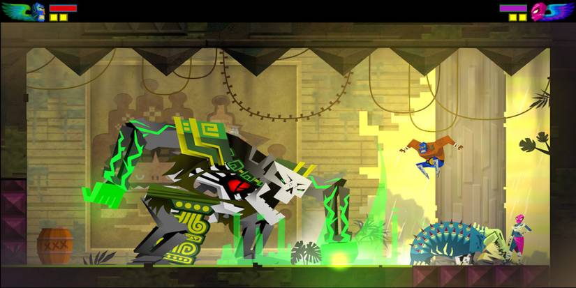 Fighting enemies in Guacamelee