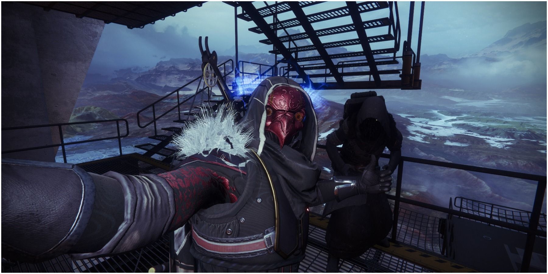 A Guardian using the selfie emote with Xur