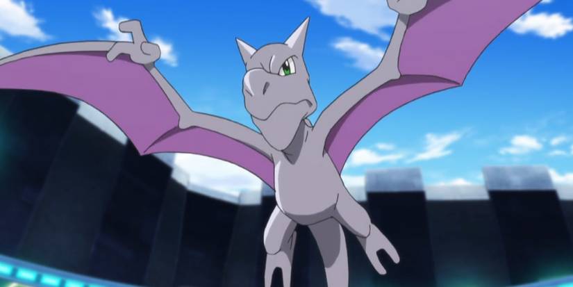 Aerodactyl fighting in a stadium