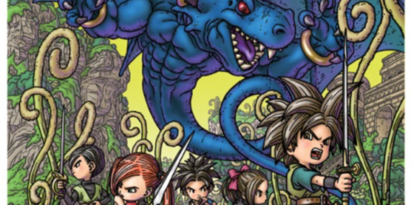 Arte de Akira Toriyama Blue Dragon apresentando os personagens principais