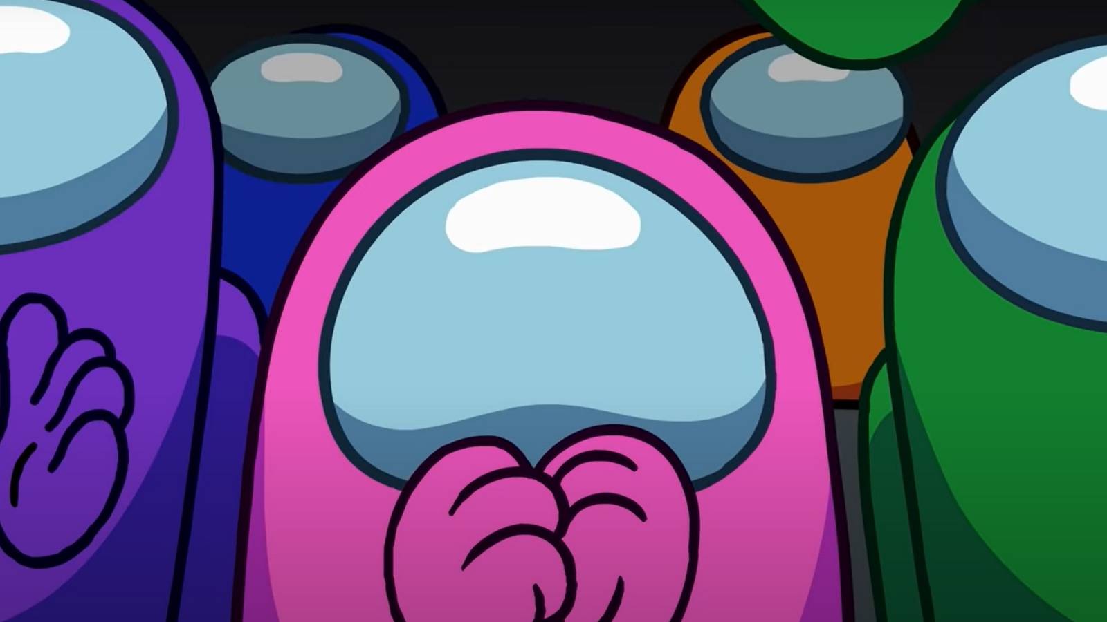 Among Us pink purple green characters