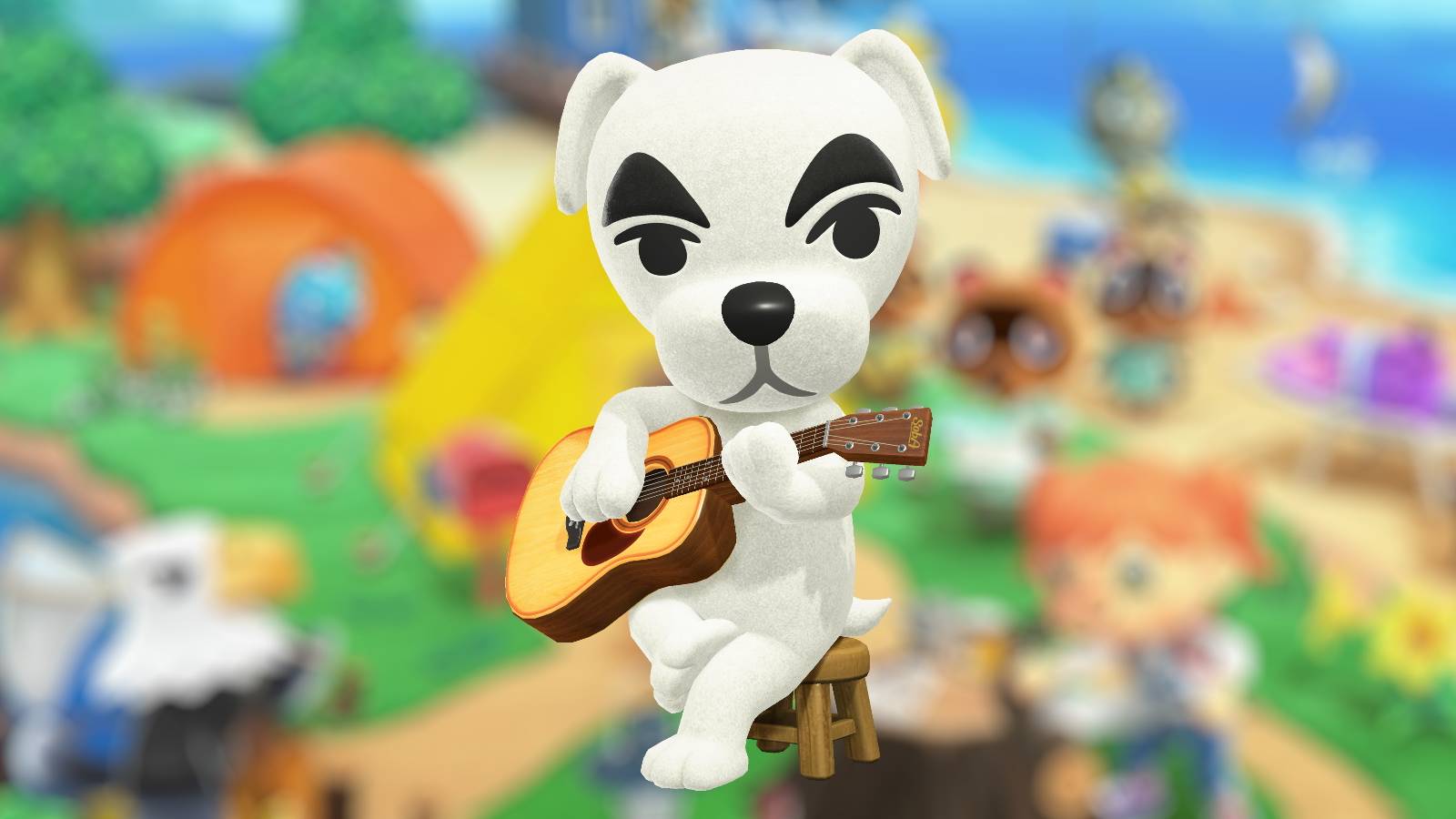 Animal Crossing New Horizons KK Slider on blurred backgrounf