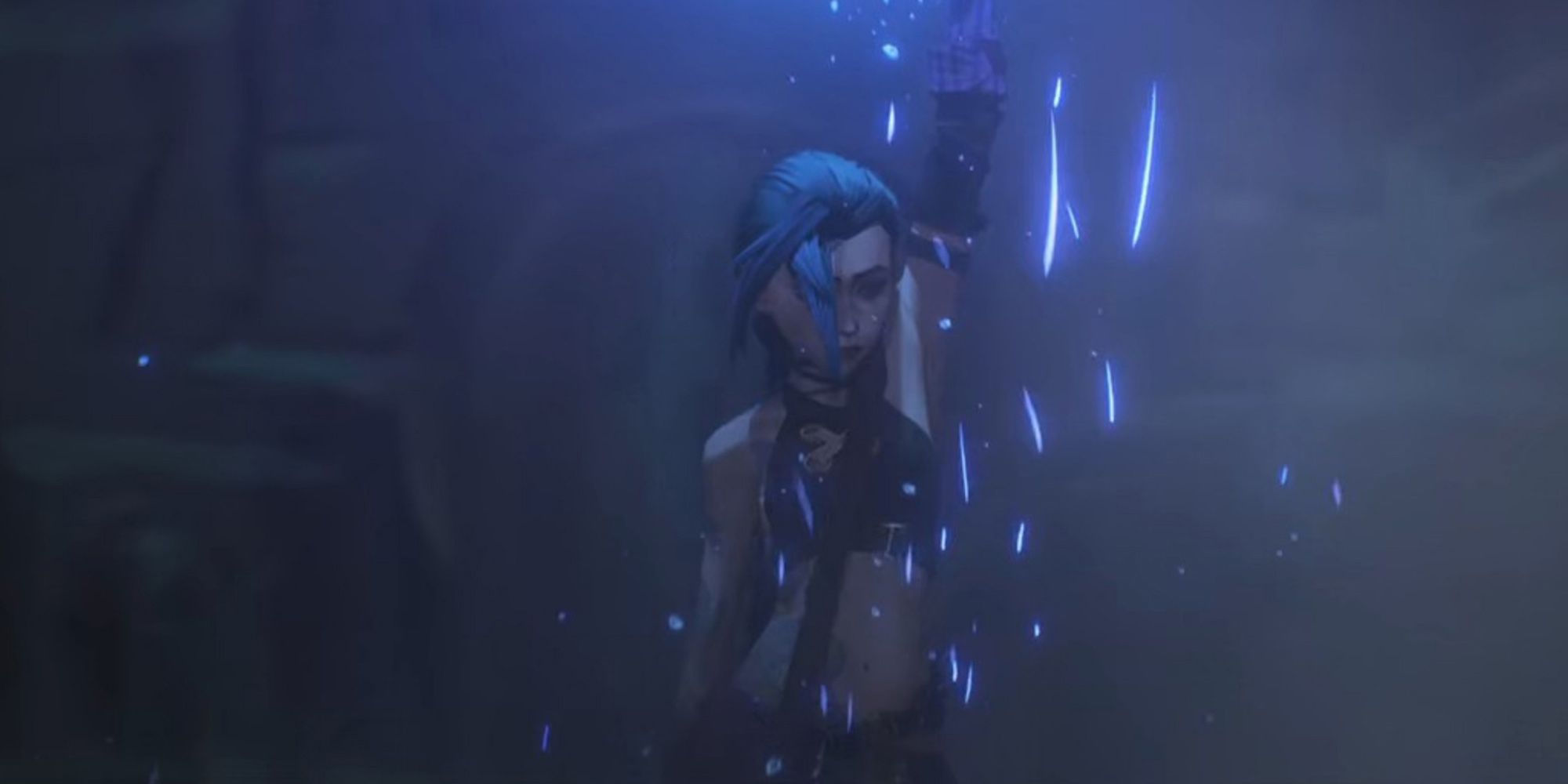Arcane - Jinx Holding Up A Flare With The Camera Rotating Around Her Like A Real Camera
