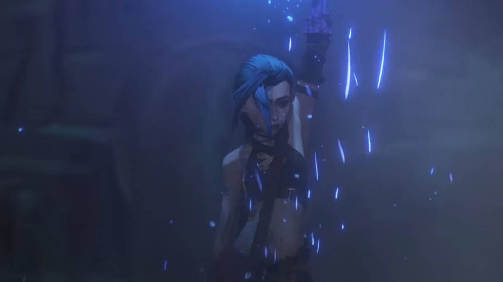 Arcane - Jinx Holding Up A Flare With The Camera Rotating Around Her Like A Real Camera