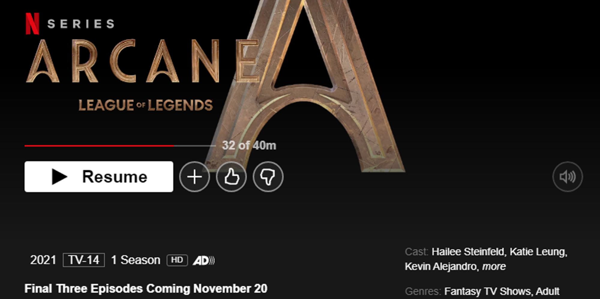 Arcane - The Arcane Header On Netflix Talking About When The Next Cour Of Episodes Will Drop