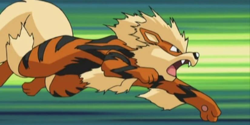 Pokemon Arcanine running in battle