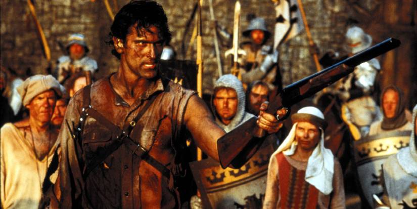 Ash Army of Darkness Pointing his gun at the villagers Cropped