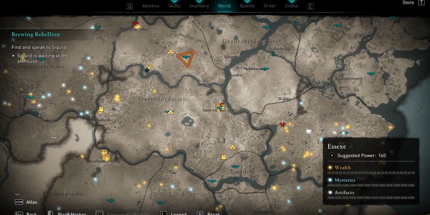 Assassin's Creed Valhalla Chipping Away quest location marker on map