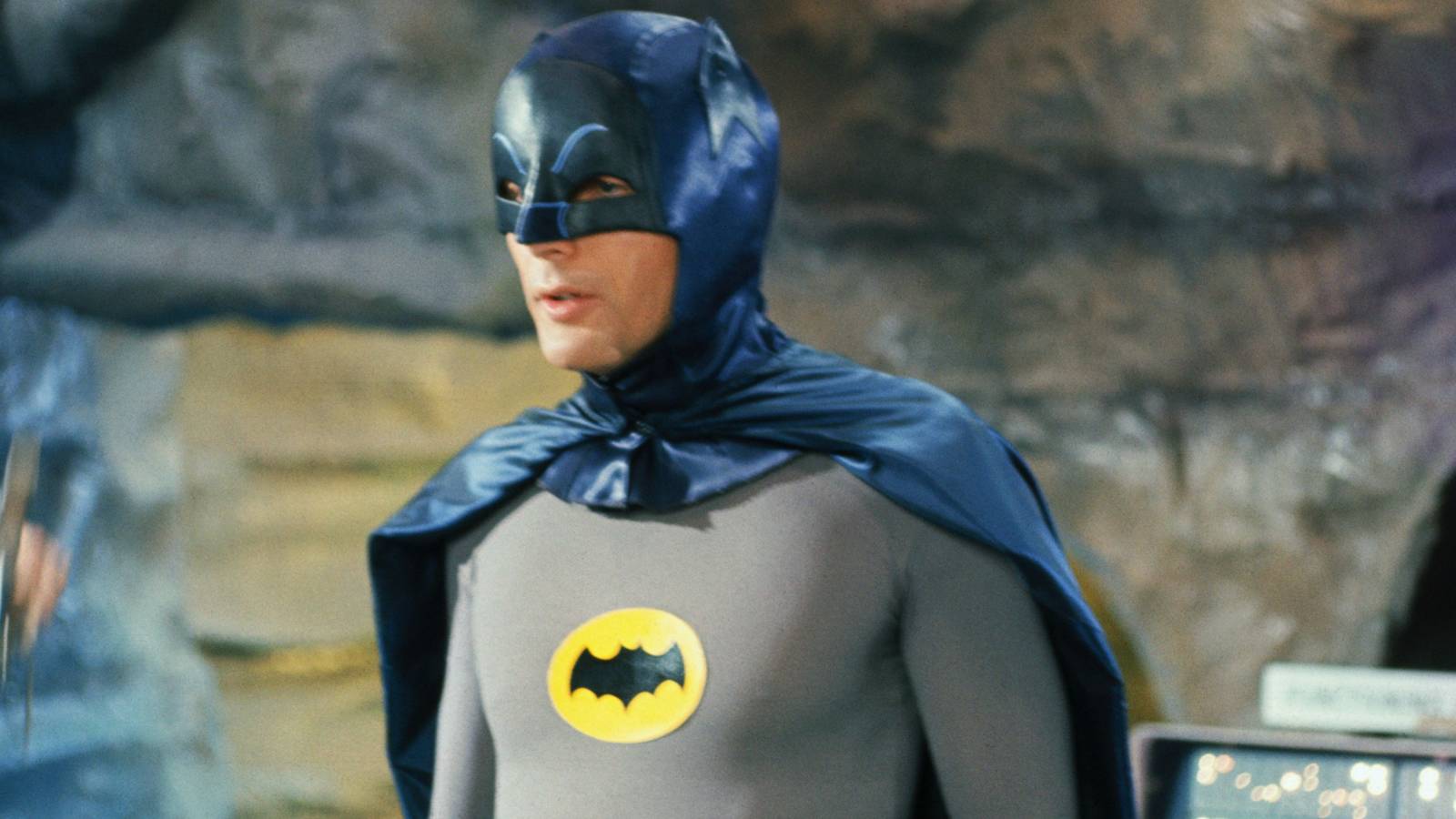 Adam West's Batman in the Batcave in Batman '66