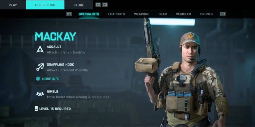 Battlefield 2042 - Specialist Webster Mackay with Traits Listed