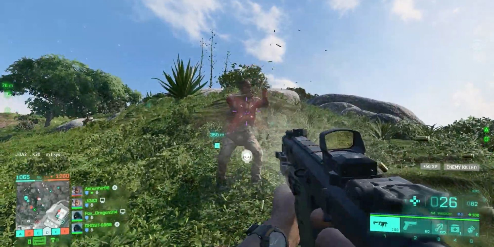 Battlefield 2042 - Player uses submachine gun to frag foe