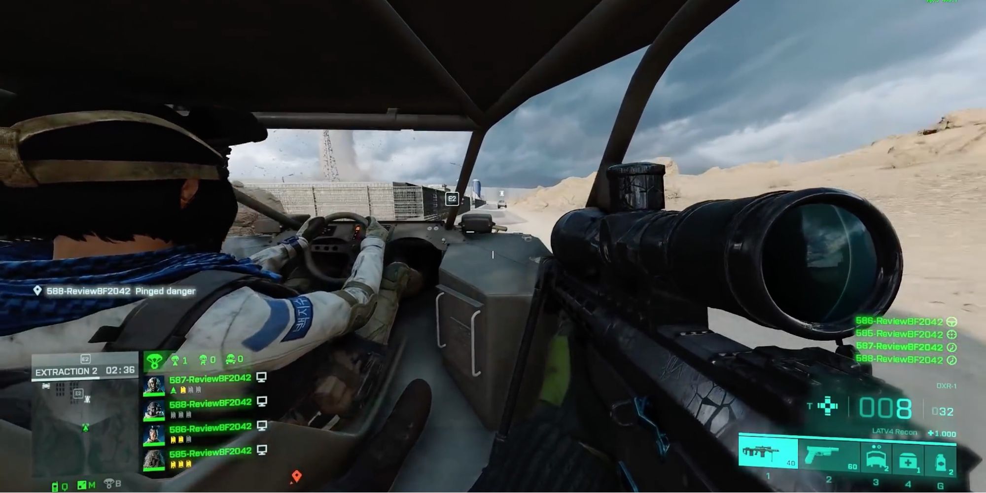 Battlefield 2042 - Player ready to kill enemies from inside the vehicle