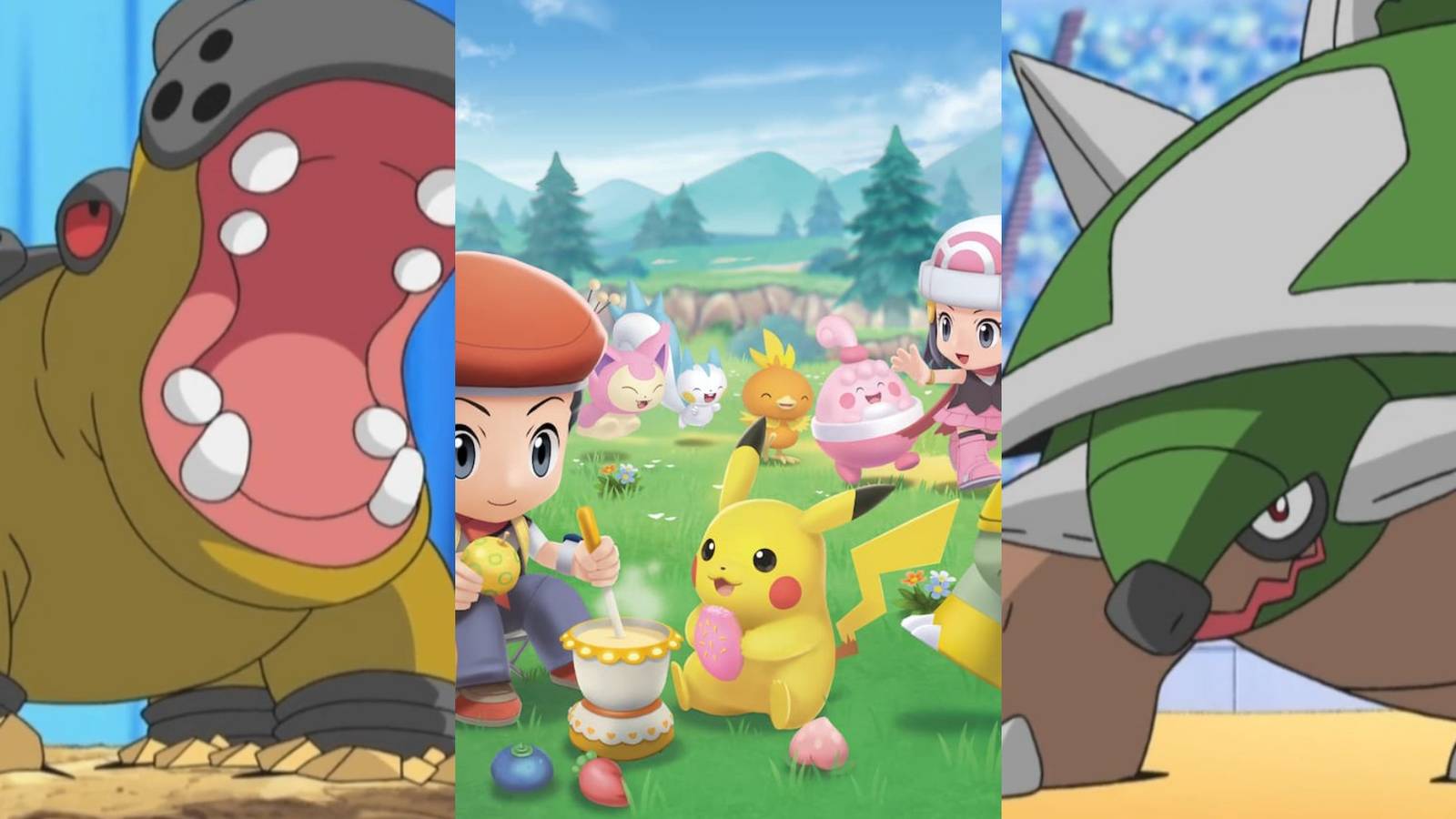 Best Battle Items in Pokemon BDSP Split Featured Hippowdon and Torterra