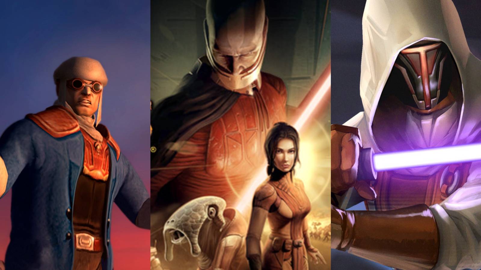 Best KOTOR Armor Calo Nord, Game Cover, and Revan in Star Forge Robes Featured Split