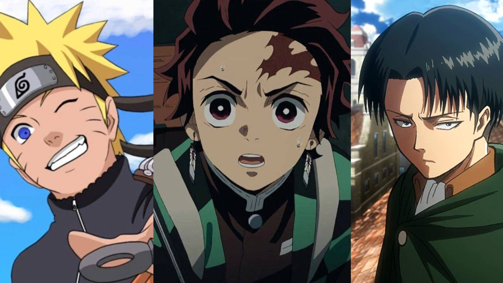Shonen Anime Naruto Tanjiro and Levi 