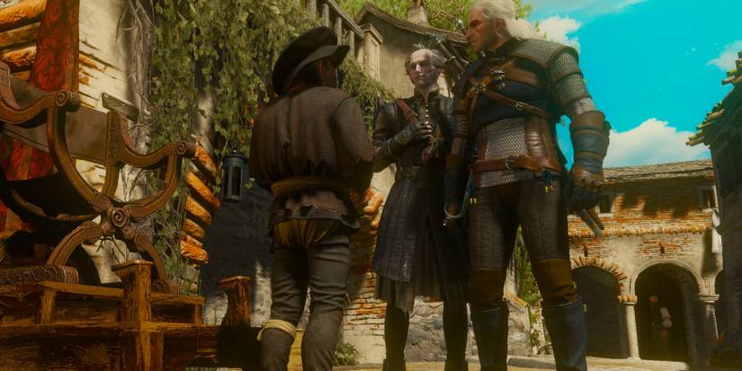 Geralt and Regis talk to the Bootblack witcher 3