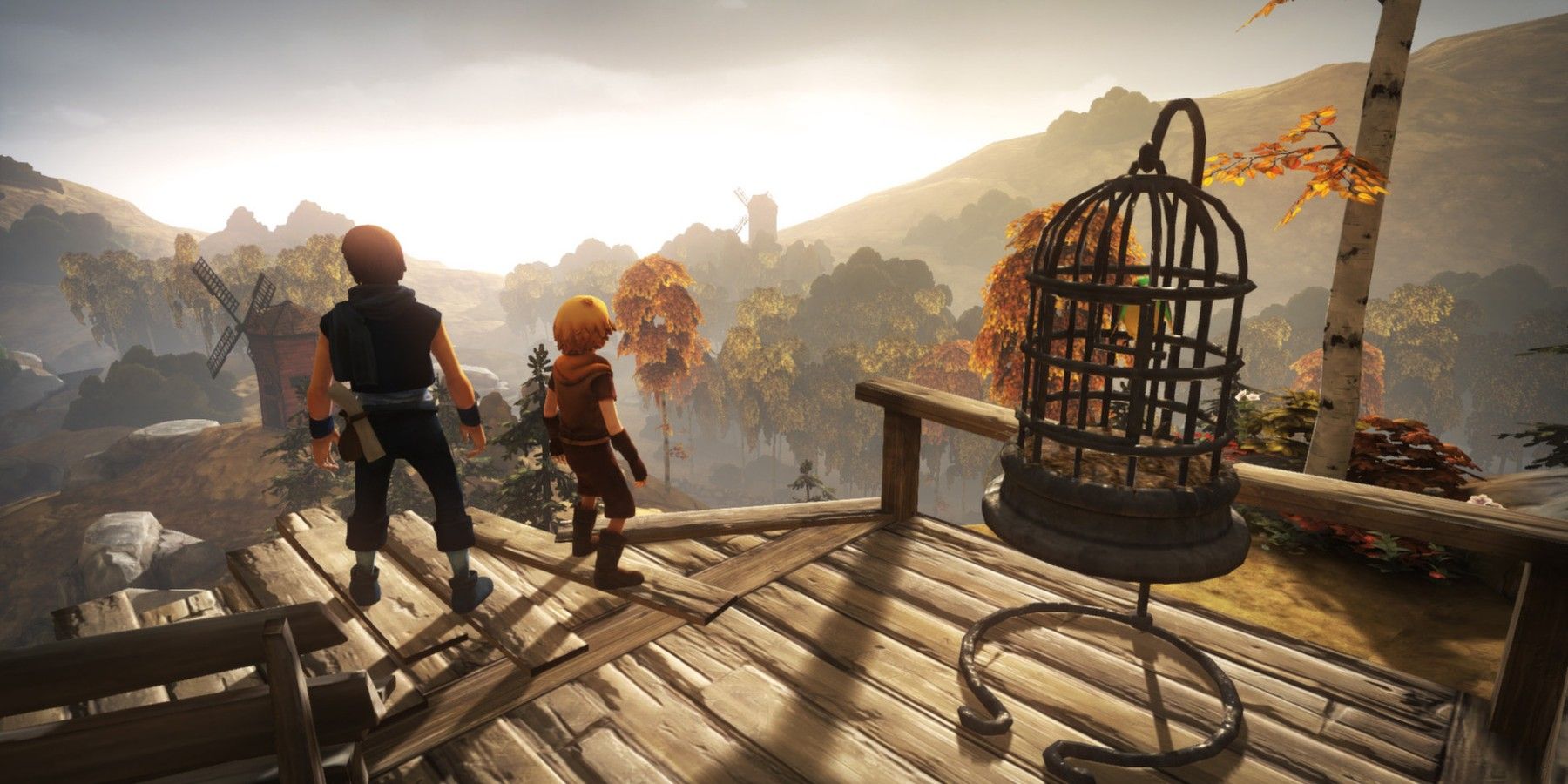 The two brothers looking over the land in Brothers: A Tale Of Two Sons